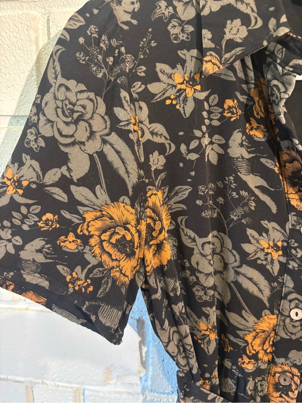 Disturbia Black Midi Dress with Rust Floral Print - Picture 4 of 6
